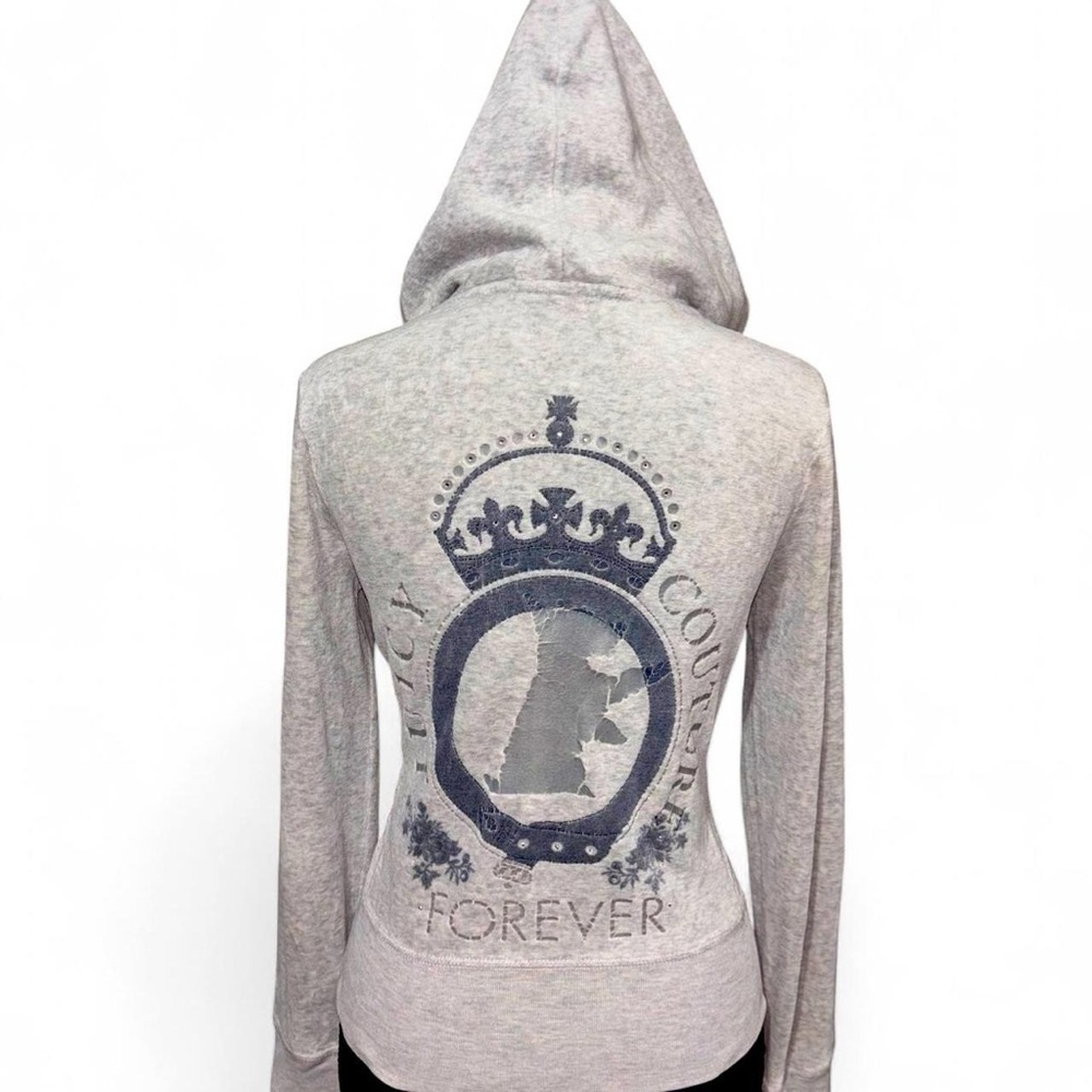 Juicy Couture Grey Rhinestone Zip Up Hoodie